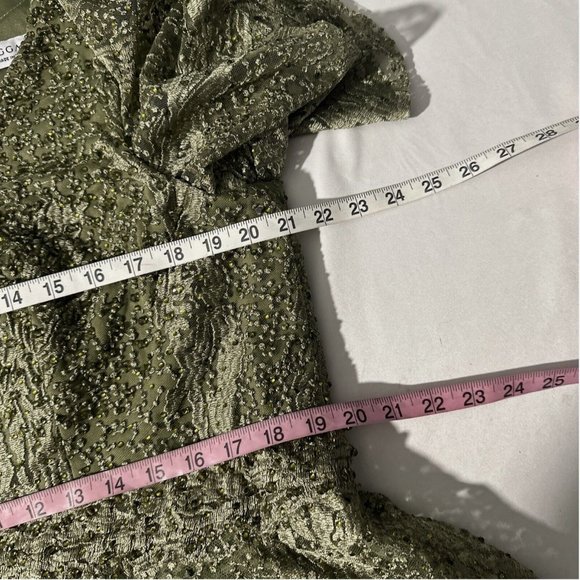 NWT $798 Mac Duggal [ 16‎ ] Embroidered Flutter Sleeve V-Neck Gown Olive Green - Picture 16 of 16